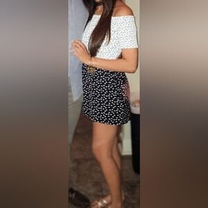 Mimi Chica Black & White Off the Shoulder Romper Size XS